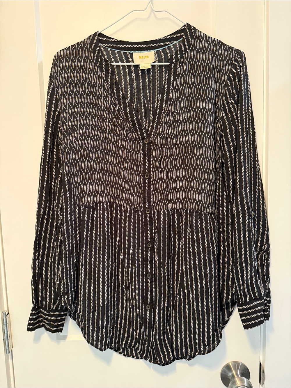 Maeve Anthropology Women's Calia Black and White  Blouse size 10